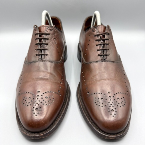 Allen‎ Edmonds Oxfords Weybridge Shoes Mens 8.5 D Brown Medallion Punch Holes